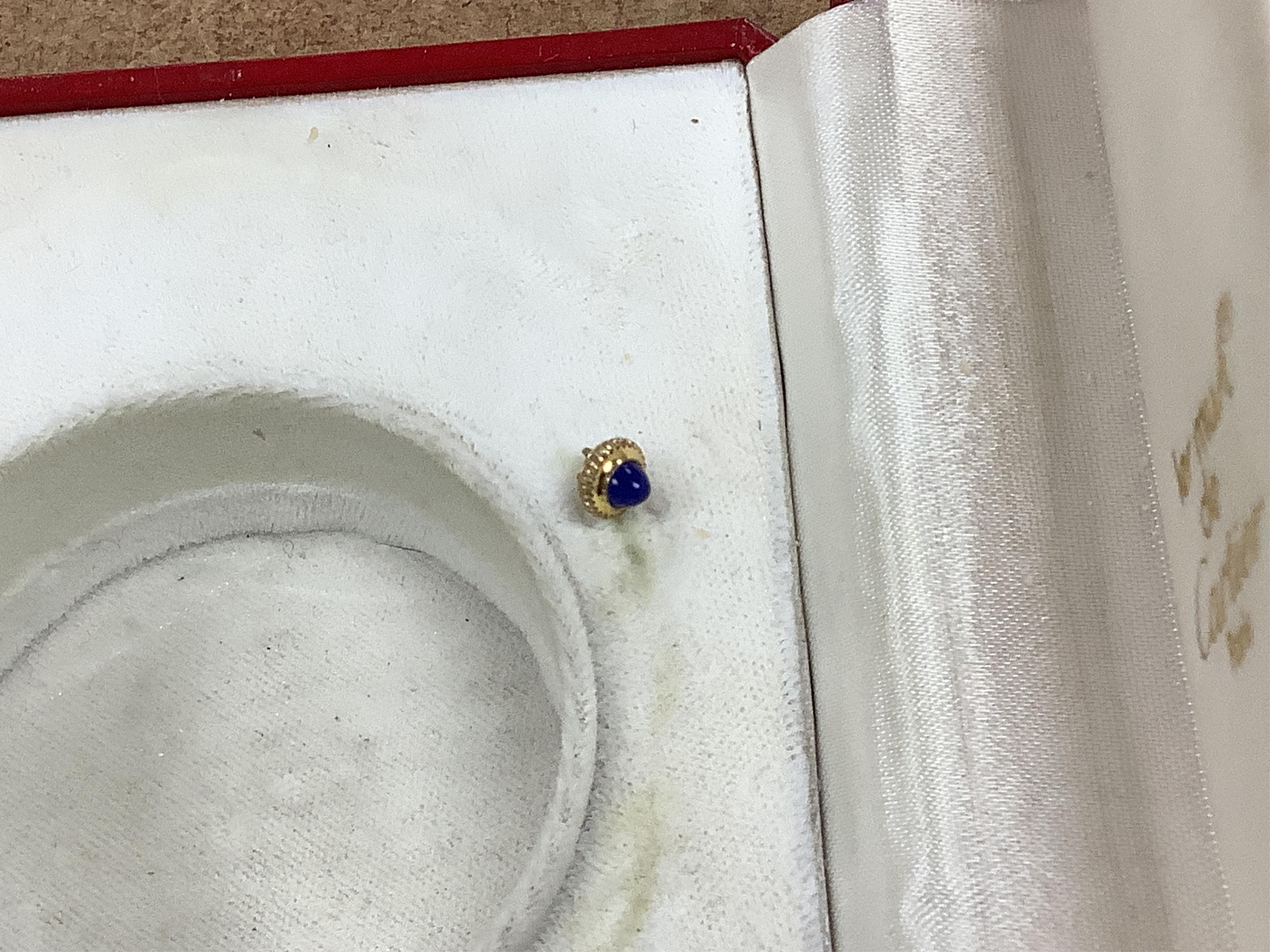 A Must de Cartier blue-enamelled travelling timepiece, in original case, 9.5cm high